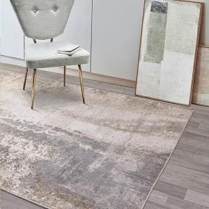 Abstract tapijt – 160x230cm – goud, grijs, beige – Aurora Cliff
