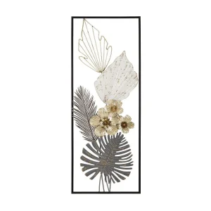3D decoratief paneel met veelkleurige metalen bladeren, 28,6 x 5,1 x 74,3 cm 3D decoratief paneel met veelkleurige metalen bladeren, 28,6 x 5,1 x 74,3 cm
