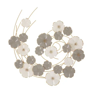 3D bloemendecoratiepaneel in veelkleurig metaal 63,5x5x67,9 cm 3D bloemendecoratiepaneel in veelkleurig metaal 63,5x5x67,9 cm