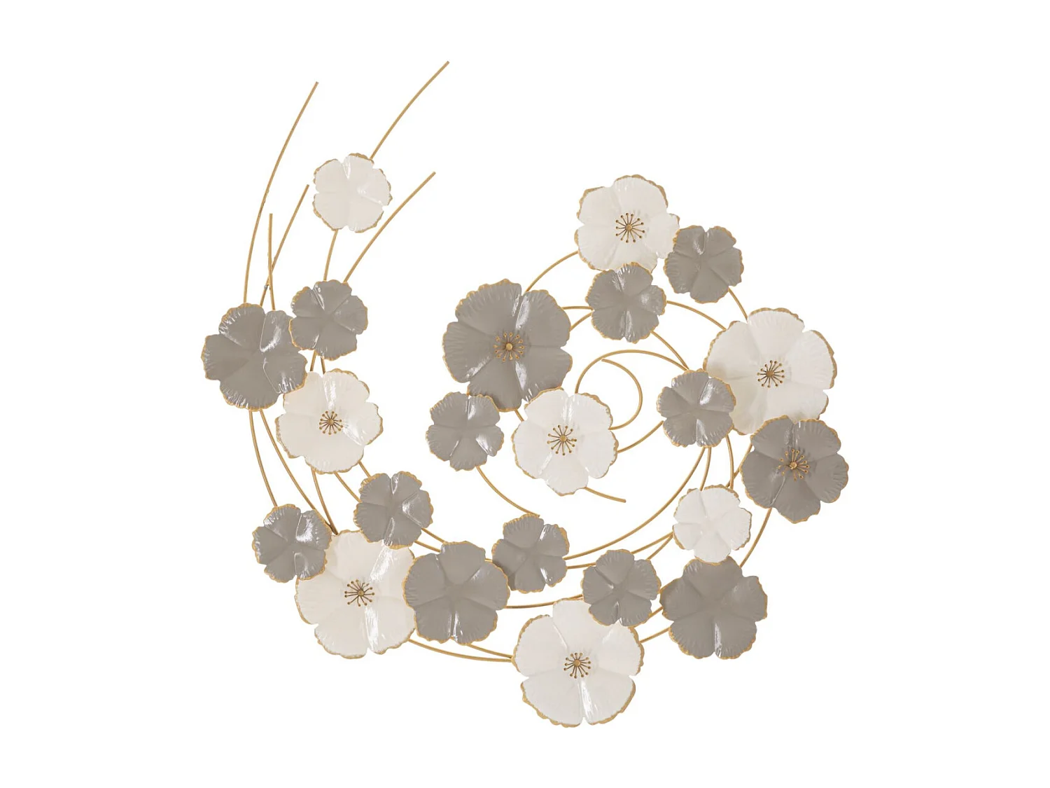 3D bloemendecoratiepaneel in veelkleurig metaal 63,5x5x67,9 cm