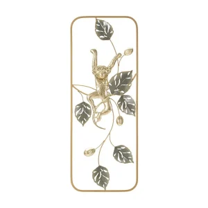 3D decoratief paneel aap in goudkleurig metaal 28,6×3,8×74,3 cm 3D decoratief paneel aap in goudkleurig metaal 28,6×3,8×74,3 cm