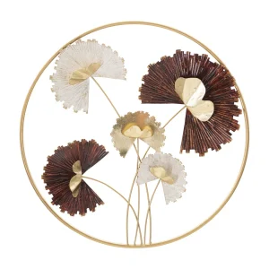3D bloemendecoratiepaneel in veelkleurig metaal Ø 61×5,7 cm 3D bloemendecoratiepaneel in veelkleurig metaal Ø 61×5,7 cm