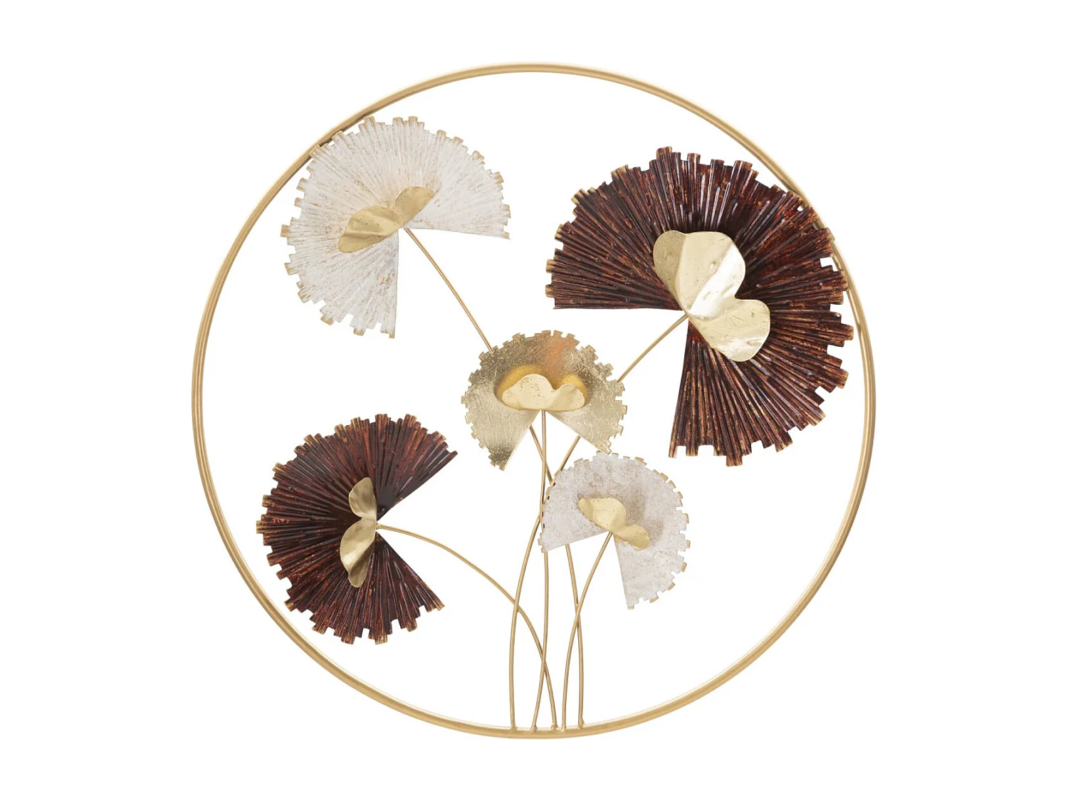 3D bloemendecoratiepaneel in veelkleurig metaal Ø 61×5,7 cm
