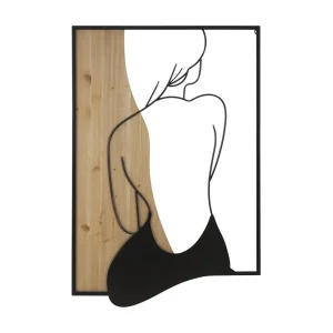 3D decoratief paneel in zwart metaal en bruin hout, vrouw, 60x2x90 cm 3D decoratief paneel in zwart metaal en bruin hout, vrouw, 60x2x90 cm