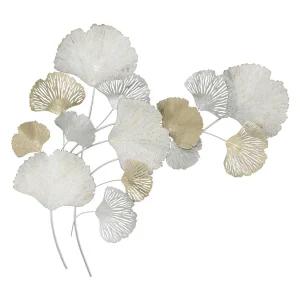 3D decoratief paneel in zilver en goud metaal, 85,5x10x113 cm