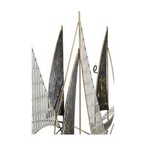 3D decoratief paneel in veelkleurige metalen zeilschepen 91×2,5×55,9 cm