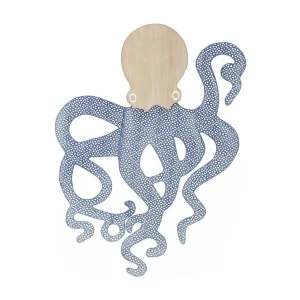 3D decoratief paneel in blauwe metalen octopus 41×1,5×57 cm 3D decoratief paneel in blauwe metalen octopus 41×1,5×57 cm
