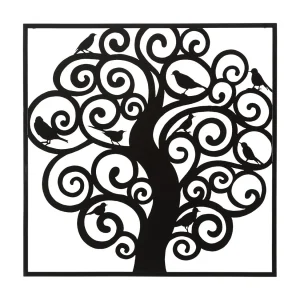 3D decoratief paneel in zwart metalen boom 70x1x70 cm 3D decoratief paneel in zwart metalen boom 70x1x70 cm
