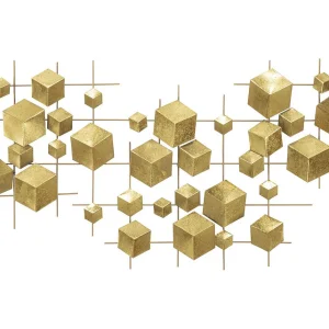 3D abstract goudkleurig metalen decoratief paneel, 90,5 x 3,5 x 50 cm 3D abstract goudkleurig metalen decoratief paneel, 90,5 x 3,5 x 50 cm