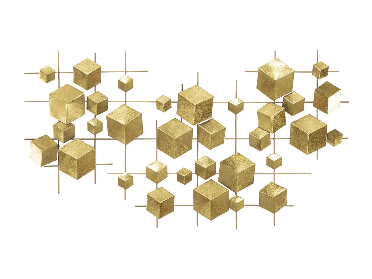 3D abstract goudkleurig metalen decoratief paneel, 90,5 x 3,5 x 50 cm