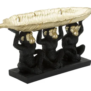 Apen met zwarte en gouden opbergdozen van hars, 43×15,7×20 cm Apen met zwarte en gouden opbergdozen van hars, 43×15,7×20 cm