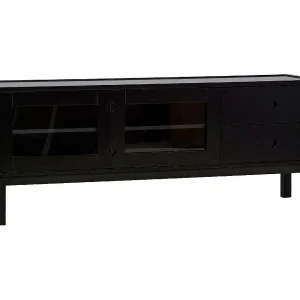 Alcoa dressoir 2 glazen deuren 2 laden zwart. Alcoa dressoir 2 glazen deuren 2 laden zwart.