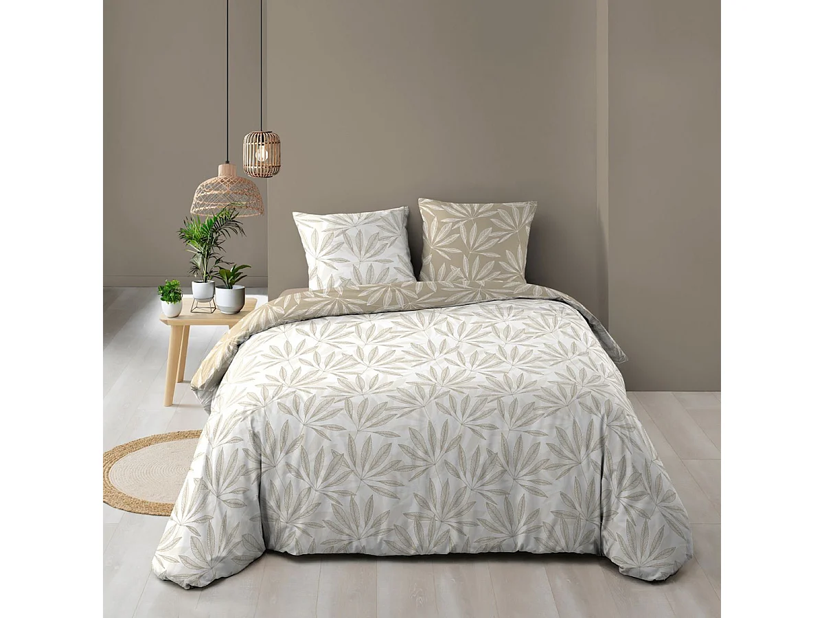 3-delige Beddenset Malia 240x220 cm 100% Katoen Reversibel Beige met Drukknopsluiting