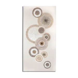 Abstract veelkleurig canvas schilderij met applicaties, 50×3,2×100 cm