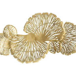 3D decoratief paneel in goudkleurig metaal met bladeren 115x5x64 cm 3D decoratief paneel in goudkleurig metaal met bladeren 115x5x64 cm