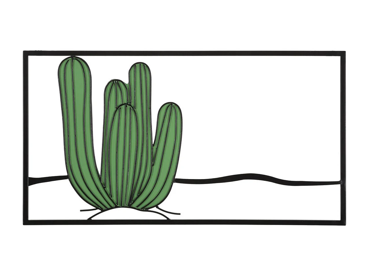 3D decoratief paneel in groen cactusmetaal, 60×1,3×33 cm