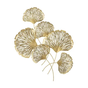 3D decoratief paneel in goudkleurig metaal met bladeren 78×5,5×101 cm 3D decoratief paneel in goudkleurig metaal met bladeren 78×5,5×101 cm