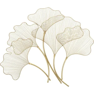 3D decoratief paneel in goudkleurig metaal met bladeren 79x5x68 cm 3D decoratief paneel in goudkleurig metaal met bladeren 79x5x68 cm