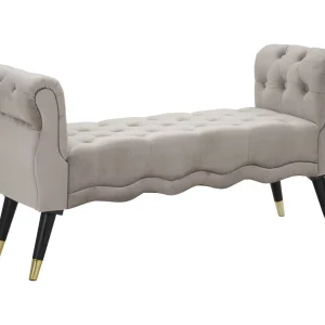 2-zitsbank in grijze stof met houten poten, 120x40x60 cm