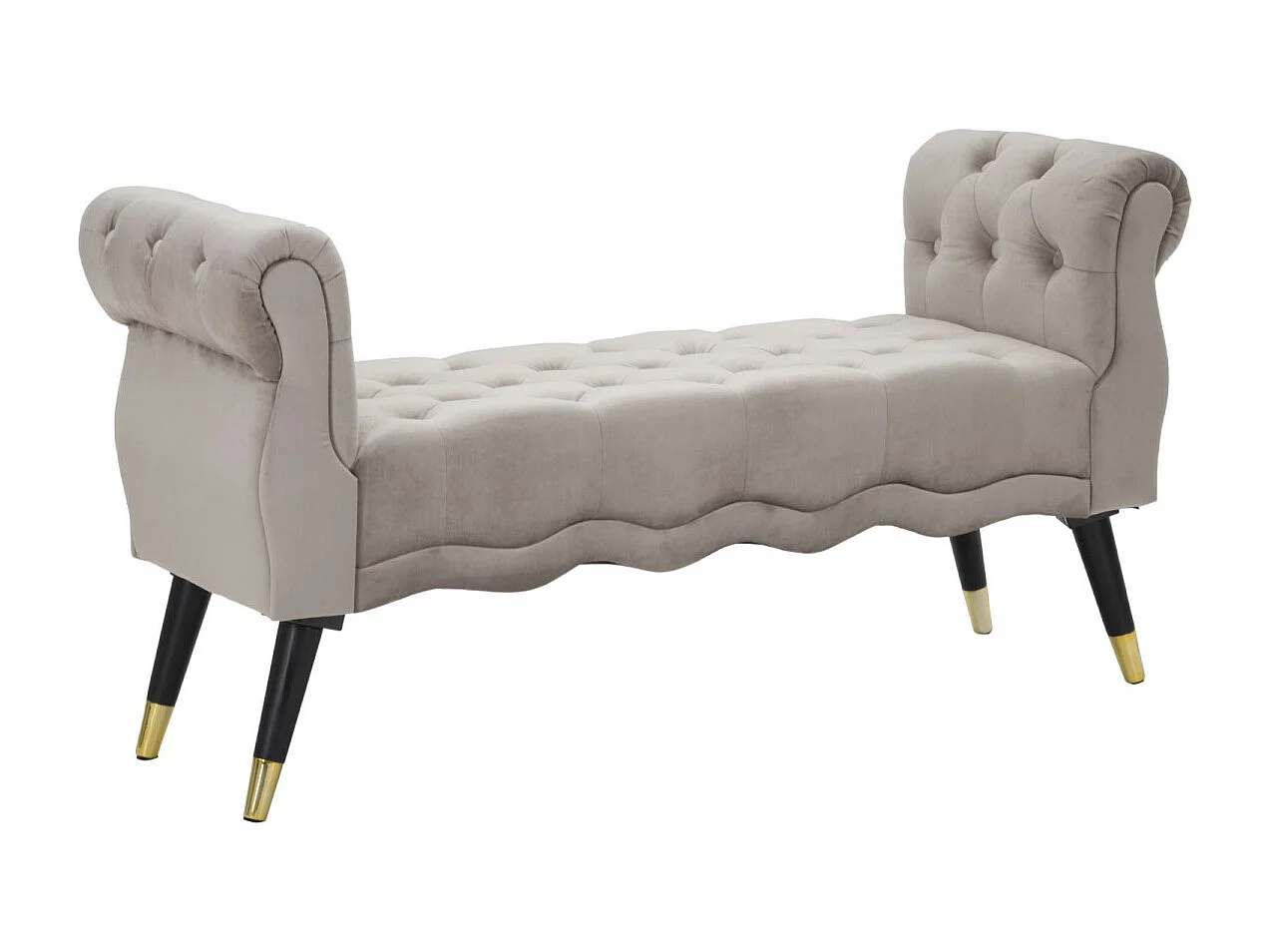 2-zitsbank in grijze stof met houten poten, 120x40x60 cm