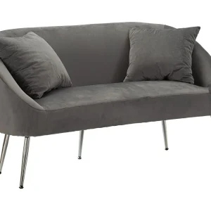 2-zitsbank in metaal en fluweel met kussens 137x69x79 cm 2-zitsbank in metaal en fluweel met kussens 137x69x79 cm