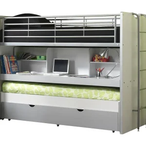 3-zits stapelbed 90×200 cm wit en grijs hout Bonny 3-zits stapelbed 90×200 cm wit en grijs hout Bonny