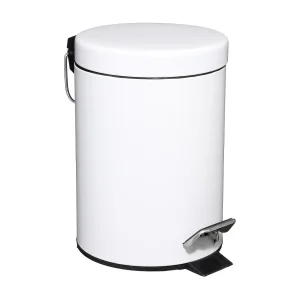 Badkamer Prullenbak van Wit Metaal 3 L met Pedaal en Verwijderbare Emmer Badkamer Prullenbak van Wit Metaal 3 L met Pedaal en Verwijderbare Emmer