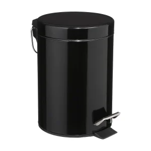 Badkamer Prullenbak van Zwart Metaal 3L met Pedaal Badkamer Prullenbak van Zwart Metaal 3L met Pedaal