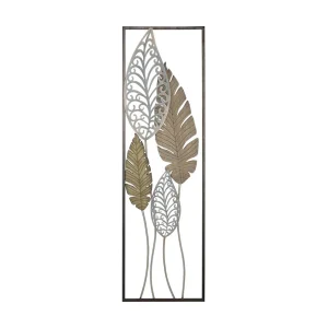 3D decoratief paneel in bruin metaal en hout, 30,5 x 2,5 x 99,5 cm 3D decoratief paneel in bruin metaal en hout, 30,5 x 2,5 x 99,5 cm