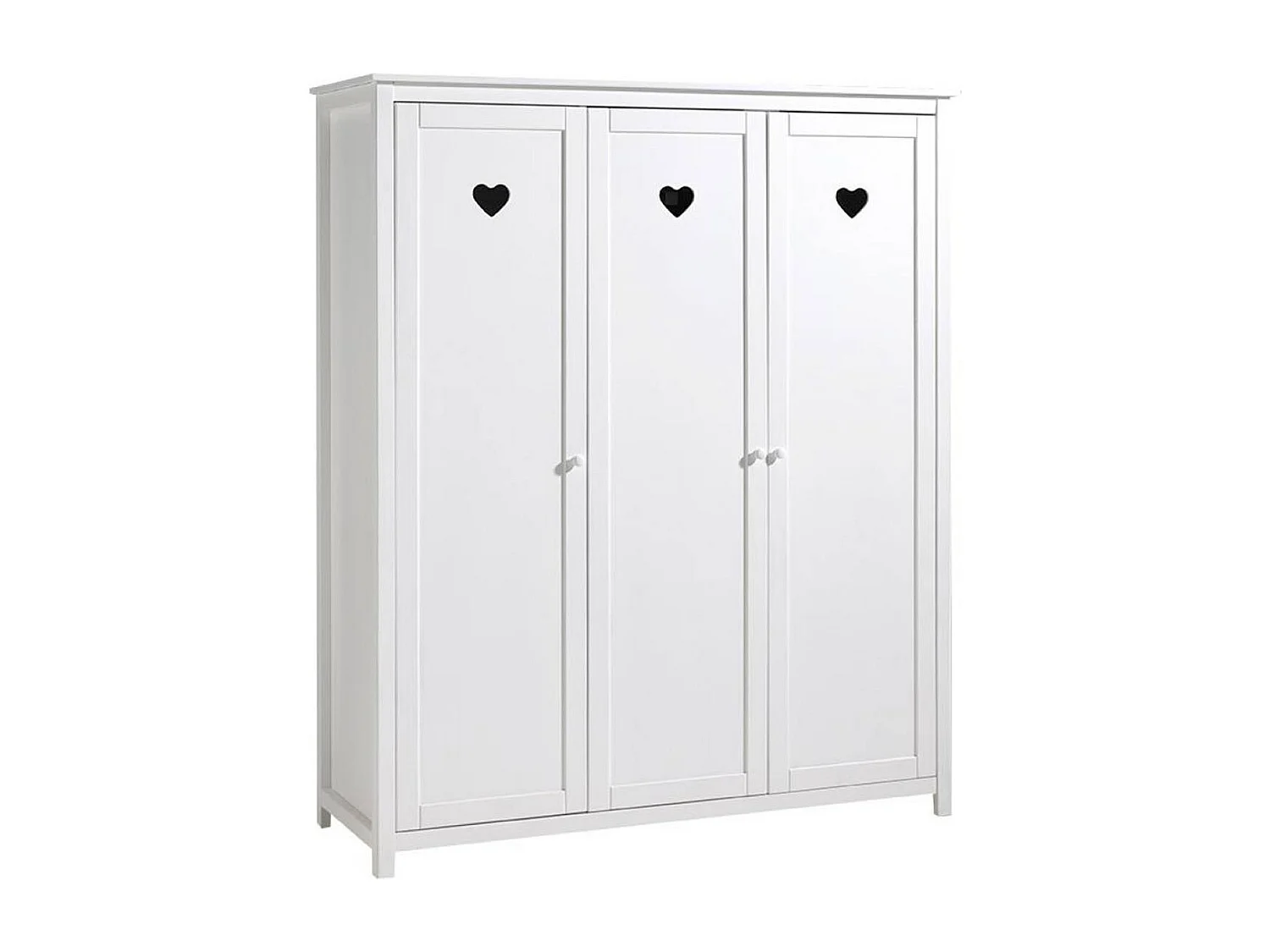 3-deurs wit gelakte houten kledingkast Hart