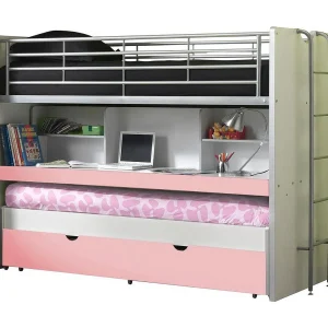 3-zits stapelbed 90×200 cm wit en roze hout Bonny 3-zits stapelbed 90×200 cm wit en roze hout Bonny