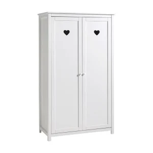 2-deurs wit gelakte houten kledingkast Hart 2-deurs wit gelakte houten kledingkast Hart