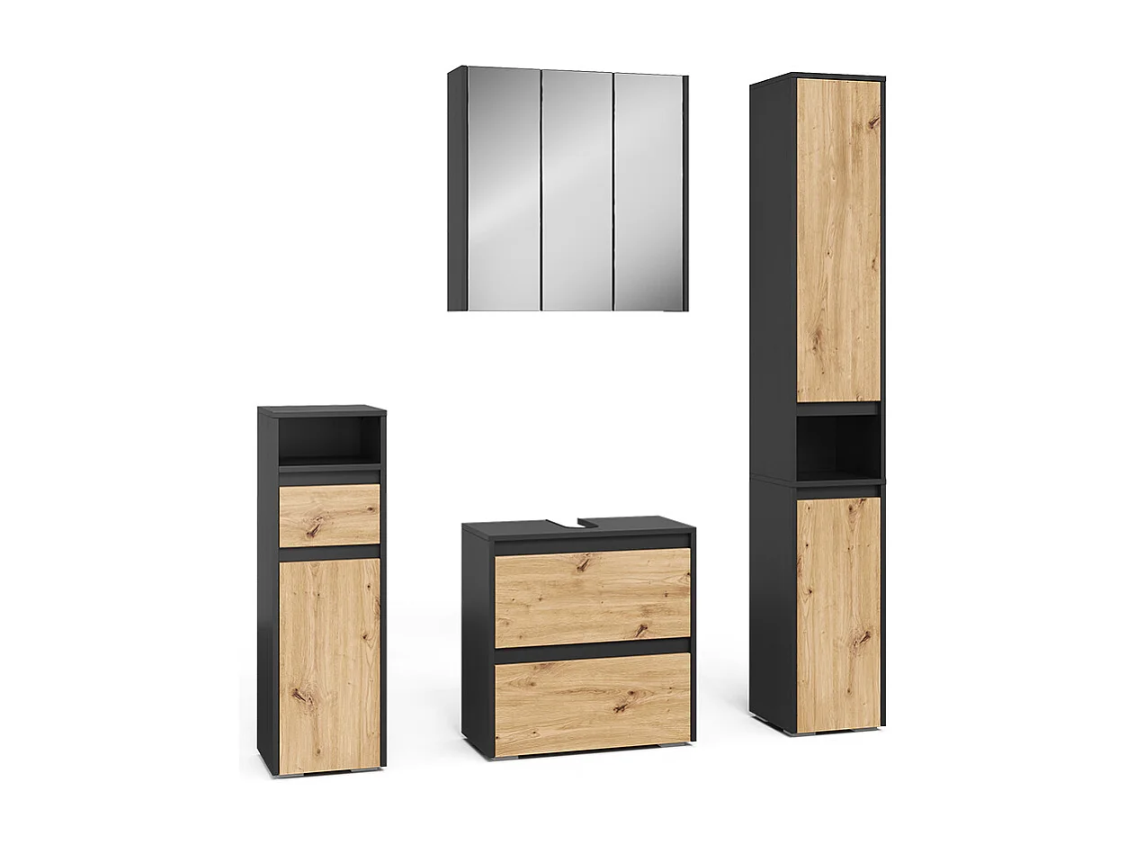 Badkamermeubelset antraciet/artisan 60.1x30.1x62 majest
