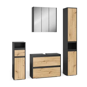 Badkamermeubelset antraciet/artisan 30.2x30x96.3 majest