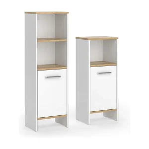 Badkamermeubelset eik wit/goud 33.8×26.3×108.2 karli Badkamermeubelset eik wit/goud 33.8×26.3×108.2 karli