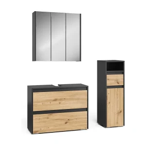 Badkamermeubelset antraciet/artisan 30.2x30x96.3 majest