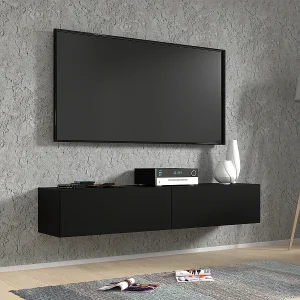 TV-meubel wandmontage 2 deuren 160 cm Bali Zwart