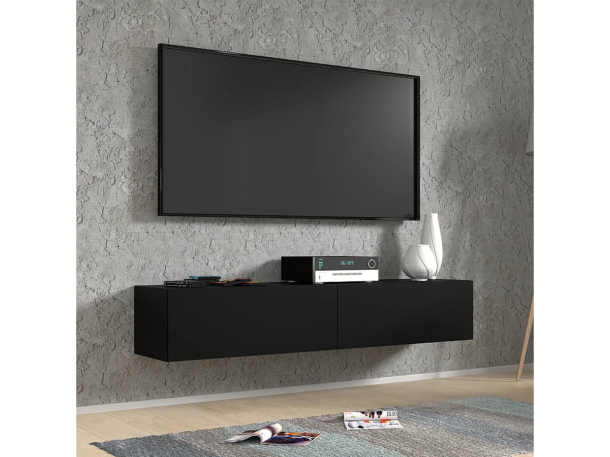 TV-meubel wandmontage 2 deuren 160 cm Bali Zwart