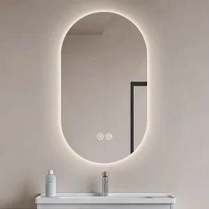 Badkamerspiegel met touchscreen en LED-verlichting, anti-condensfunctie, 60×90 cm – Zilverkleurig glas Badkamerspiegel met touchscreen en LED-verlichting, anti-condensfunctie, 60×90 cm – Zilverkleurig glas