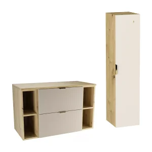 Badkamerset 100 cm Kast met werkblad Rekken Kolom Eiken Artisan / Kasjmier Orio Badkamerset 100 cm Kast met werkblad Rekken Kolom Eiken Artisan / Kasjmier Orio