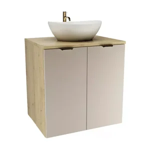 Badkamerset 60 cm Kast met blad en wastafel 2 deuren Eiken Artisan / Kasjmier Orio Badkamerset 60 cm Kast met blad en wastafel 2 deuren Eiken Artisan / Kasjmier Orio