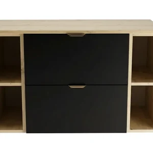 Badkamerset 100 cm Kast met werkblad en rekken Eiken Artisan / Zwart Orio Badkamerset 100 cm Kast met werkblad en rekken Eiken Artisan / Zwart Orio