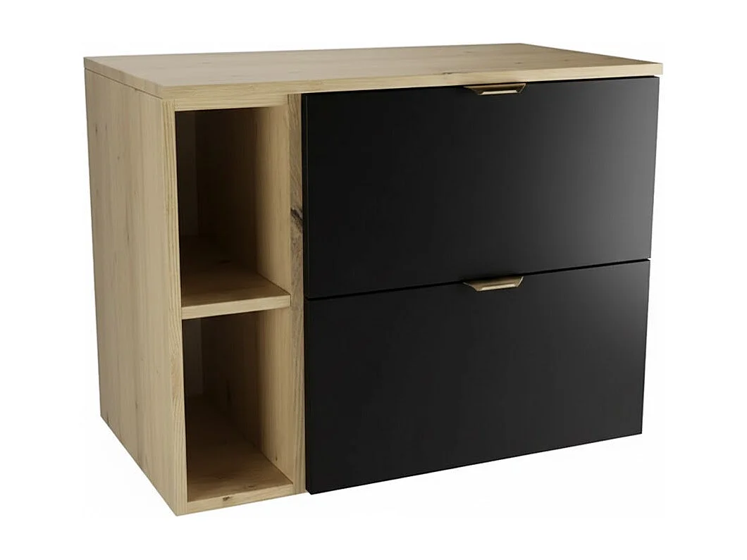 Badkamerset 80 cm Kast met blad en rek Eiken Artisan / Zwart Orio
