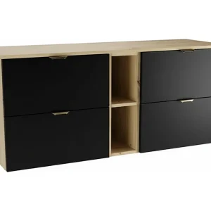 Badkamerset 140 cm Kast met blad en rek Eiken Artisan / Zwart Orio
