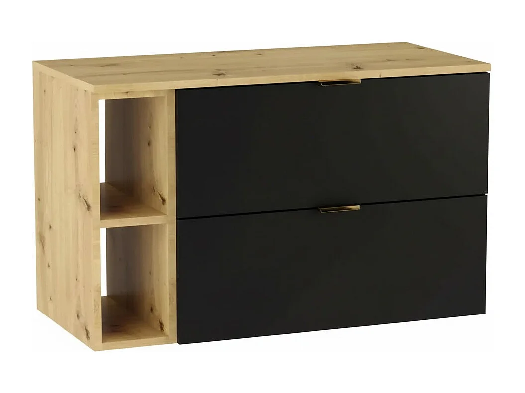 Badkamerset 100 cm Kast met blad en rek Eiken Artisan / Zwart Orio
