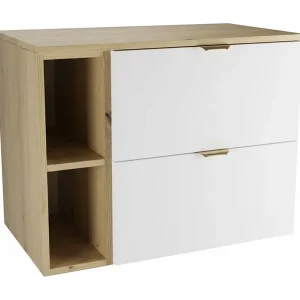 Badkamerset 80 cm Kast met blad en rek Eiken Artisan / Wit Orio Badkamerset 80 cm Kast met blad en rek Eiken Artisan / Wit Orio