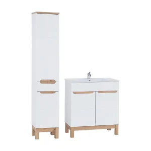 Badkamerset ERMANO: onderkast 80cm + rechthoekige inbouwwastafel + sifon + kolom Badkamerset ERMANO: onderkast 80cm + rechthoekige inbouwwastafel + sifon + kolom