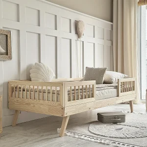 90×200 bed met spijlen en boxspring inclusief poten 20 cm Maylis Bois