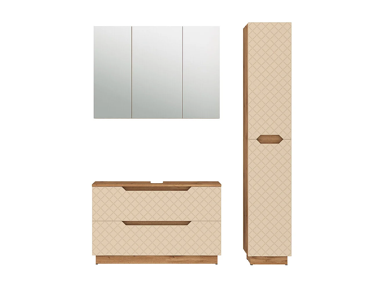 Badkamermeubelset eiken/kasjmier met tegelstructuur 99.4x32x62.5 lotta
