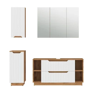 Badkamermeubelset eiken/wit gestreept 119.2x35x62.5 lotta Badkamermeubelset eiken/wit gestreept 119.2x35x62.5 lotta
